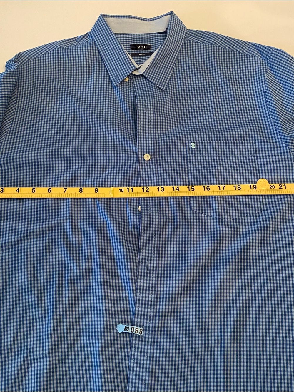 Izod Men’s Blue Micro Gingham Button-Down Shirt